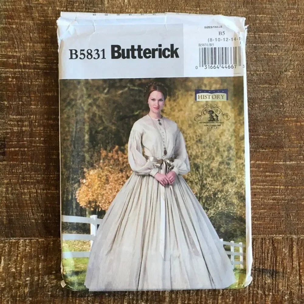 Butterick Sewing Pattern B5831 Reenactment Dress Petticoat Civil War 8-16 UNCUT